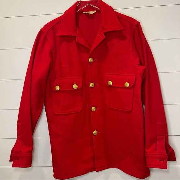 Vintage Boy Scouts Of America Red 100% Wool Jacket Men's Size 42 - Picture 1 of 8